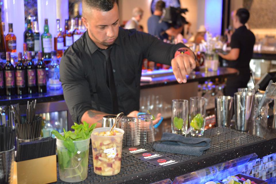 A peek at the bar scene during happy hour at Estefan Kitchen