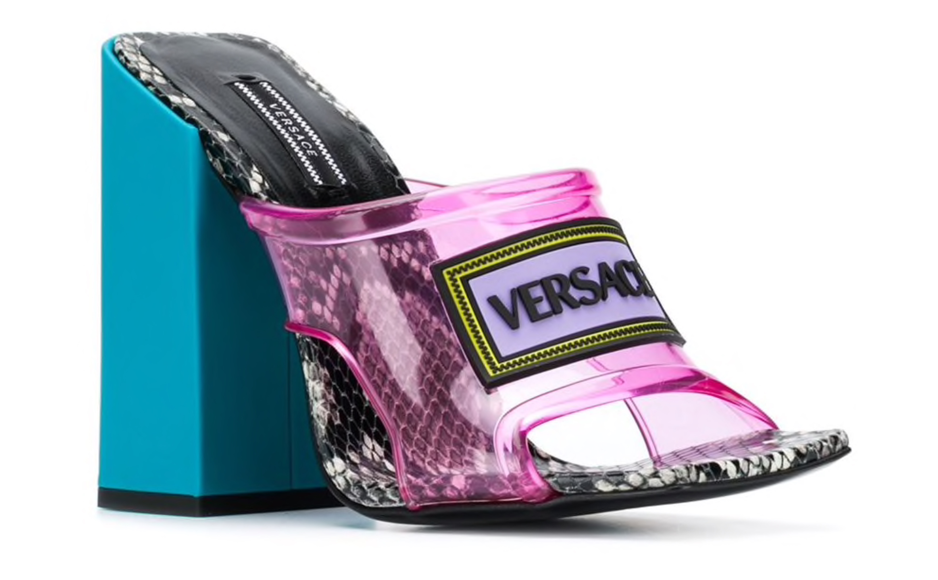 versace 90s vintage logo high heel sandals
